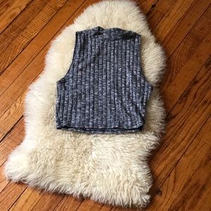 Sleeveless Ribbed Mock Neck Crop (SALE)